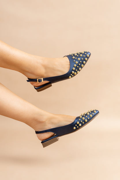 Baleta Louise Cuero Azul - Carolina Laiton