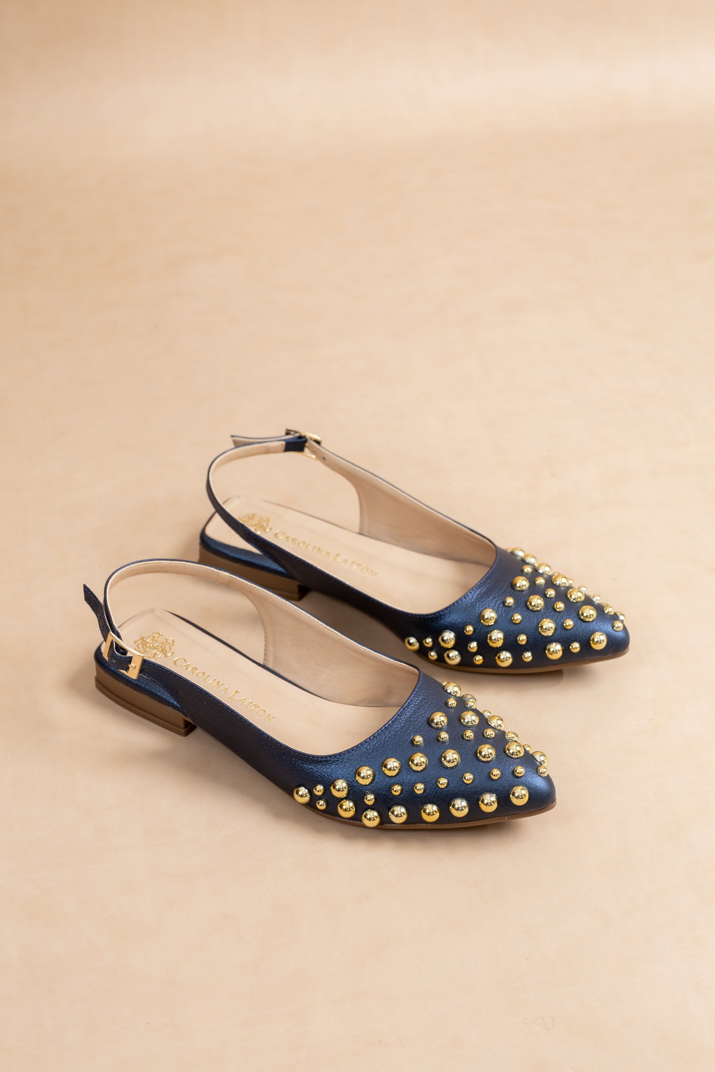 Baleta Louise Cuero Azul - Carolina Laiton