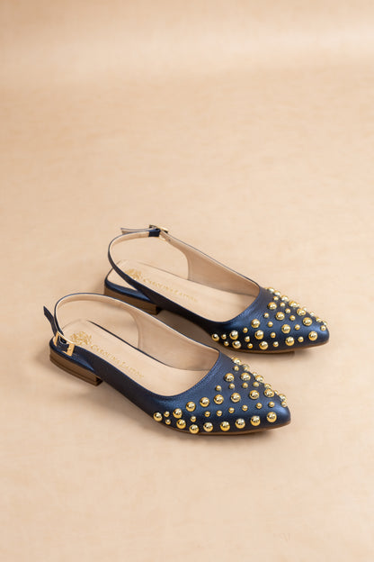 Baleta Louise Cuero Azul - Carolina Laiton