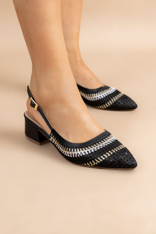 Stiletto Rosalia- Bordado Negro -Tacón 3.5 cms - Carolina Laiton