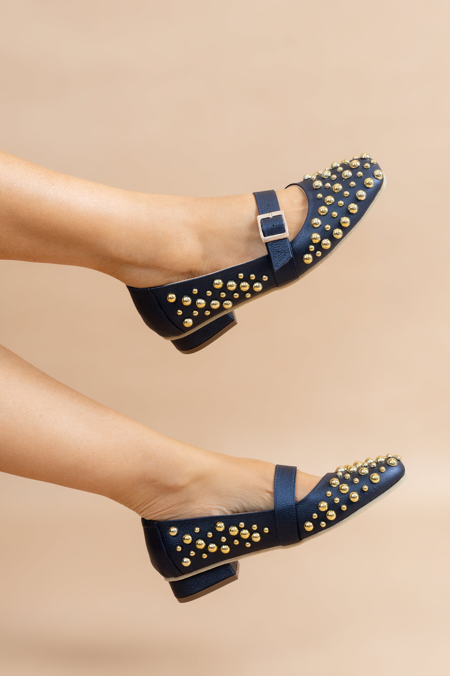 Baleta Luisa Cuero Azul - Carolina Laiton