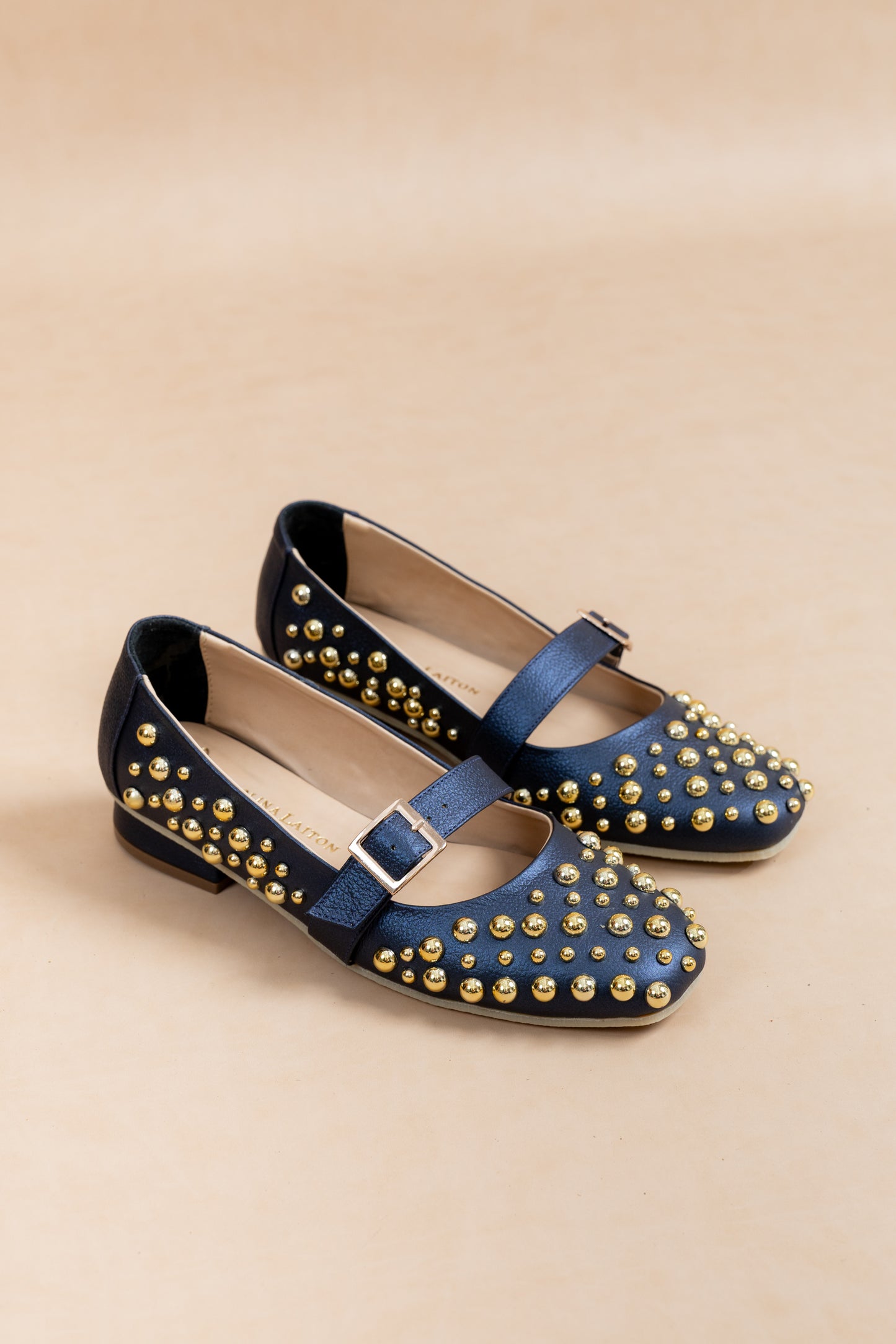 Baleta Luisa Cuero Azul - Carolina Laiton