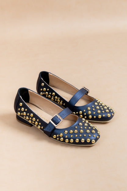 Baleta Luisa Cuero Azul - Carolina Laiton