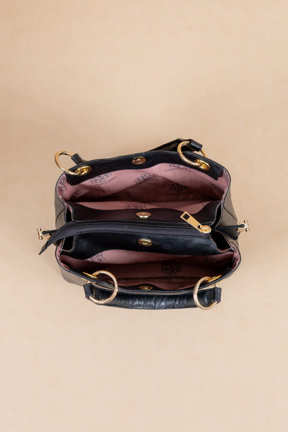 Bolso Eleonor en Cuero Negro- Carolina Laiton