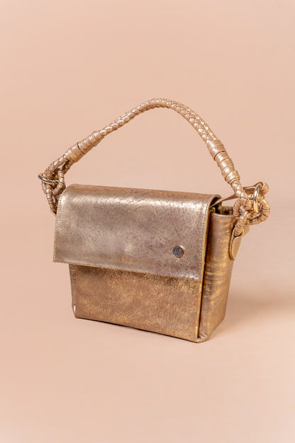 Bolso Sol en Cuero Oro envejecido - Carolina Laiton
