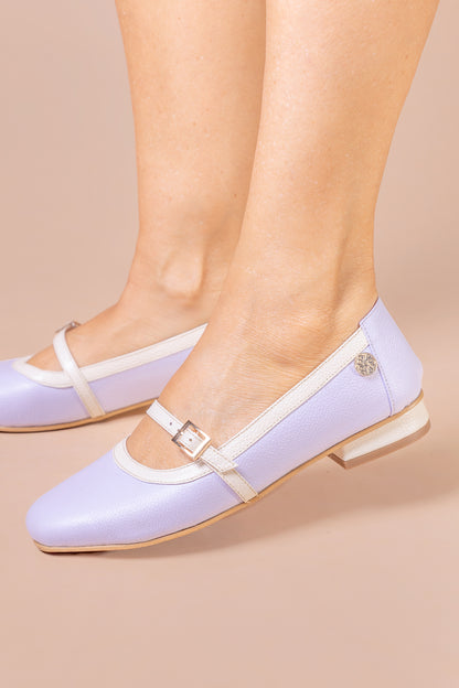 Baleta Aura Cuero Lila- Carolina Laiton