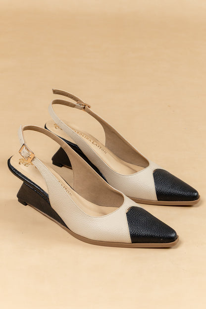 Stiletto Rebeca - Bicolor Cuero Beige x Negro  - Tacón 5.5 cms- Carolina Laiton