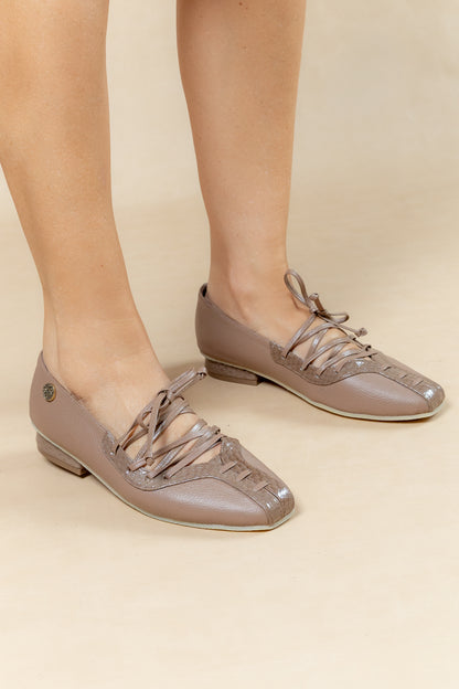Baleta Amore Cuero Taupe - Carolina Laiton
