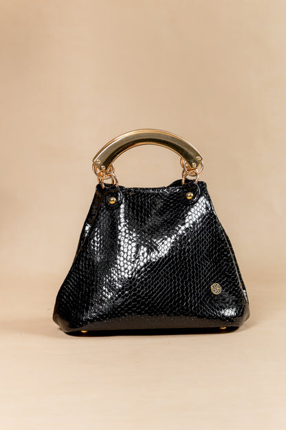 Bolso Alexandra en Negro Cuero Italiano - Carolina Laiton