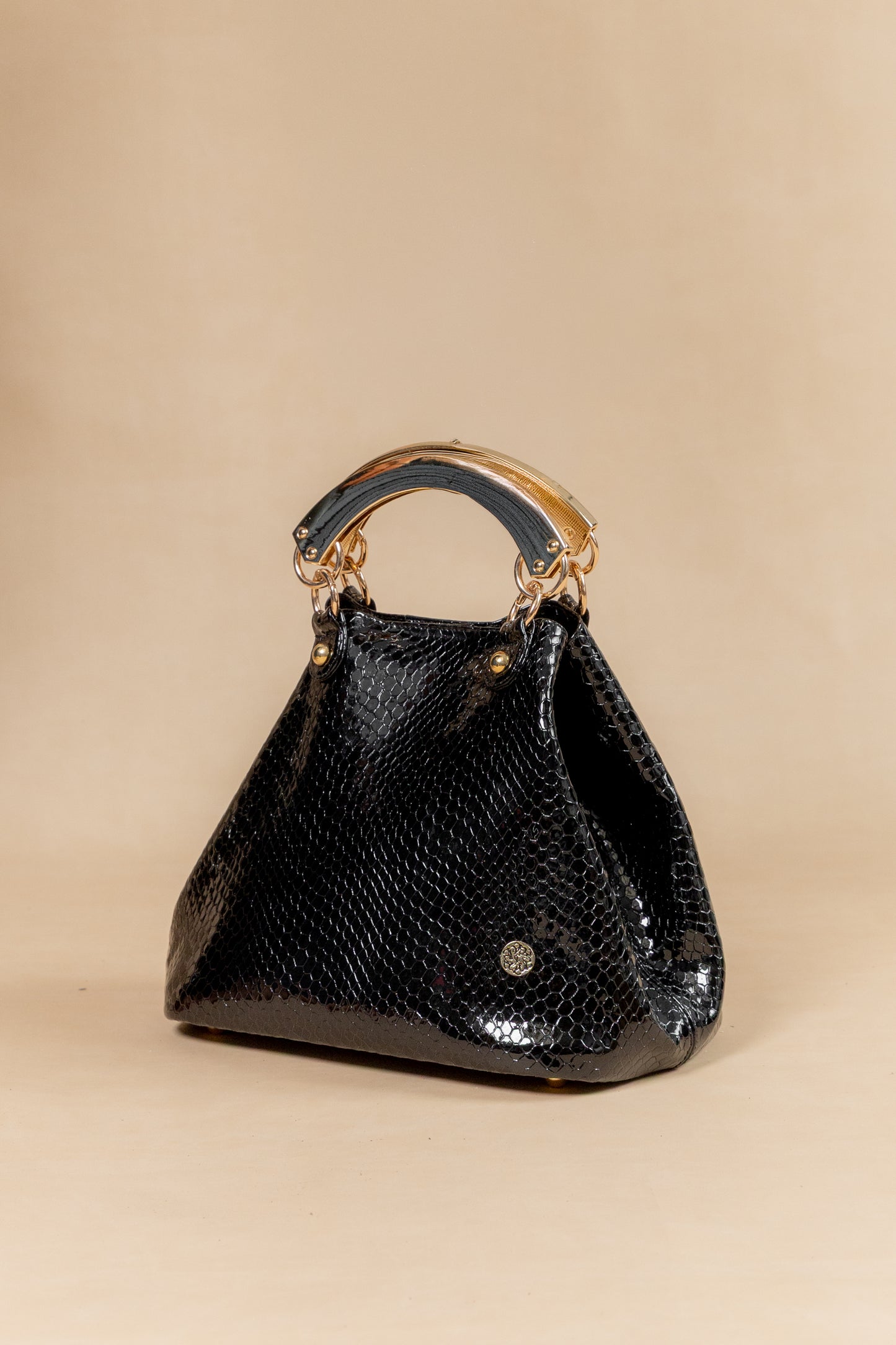 Bolso Alexandra en Negro Cuero Italiano - Carolina Laiton