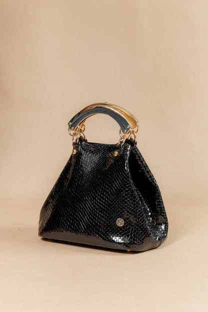 Bolso Alexandra en Negro Cuero Italiano - Carolina Laiton