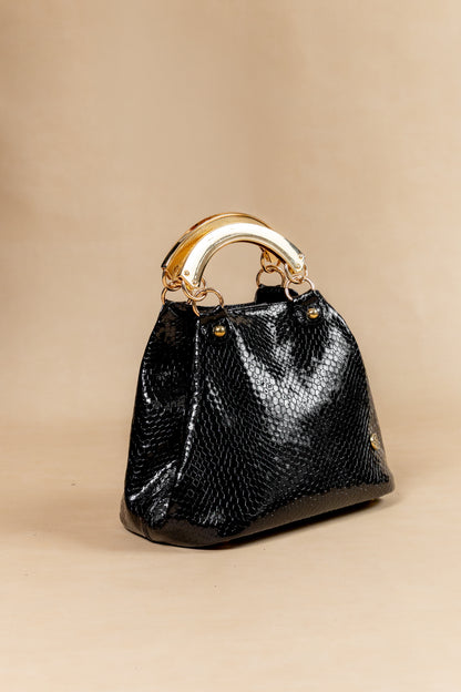 Bolso Alexandra en Negro Cuero Italiano - Carolina Laiton