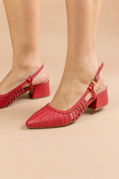 Stiletto Tere Cuero Rojo - Tacon kitten heel 5.5 cms- Carolina Laiton