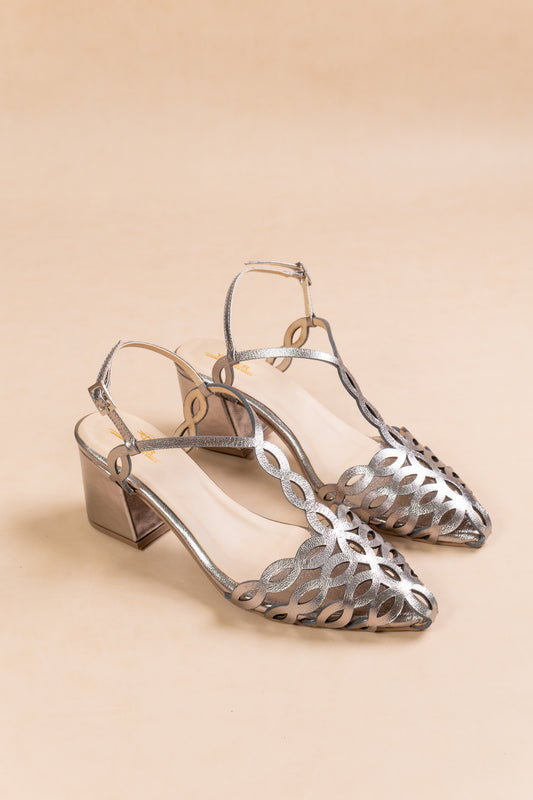 Stiletto Canasta Cuero Cañon Fusil - Tacon kitten heel 5.5 cms - Carolina Laiton