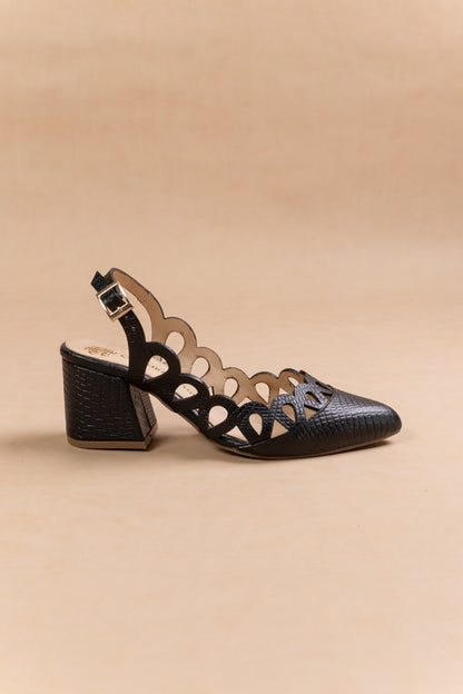 Stiletto Sol Cuero Negro - Tacon kitten heel 5.5 cms- Carolina Laiton