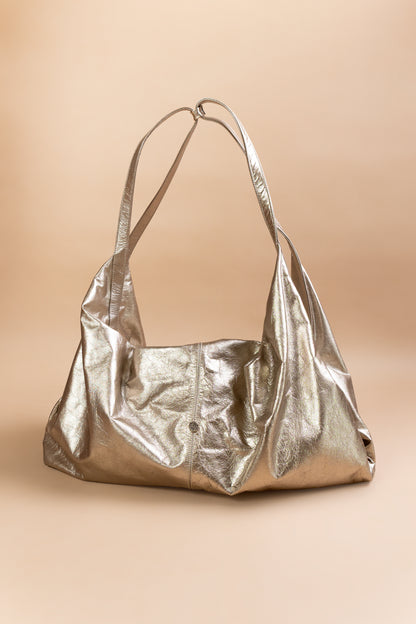 Bolso Samara en Cuero Dorado - Carolina Laiton