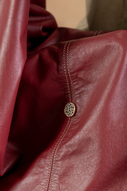 Bolso Samara en Cuero Borgoña - Carolina Laiton