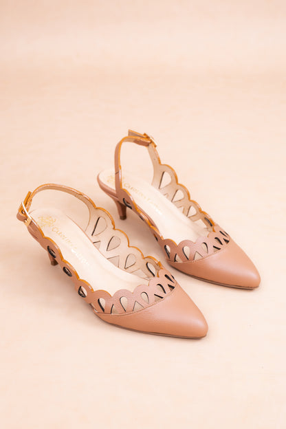 Stiletto Lucy Cuero Miel - Tacon kitten heel 3.5 cms - Carolina Laiton