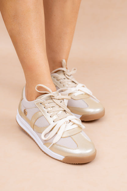 Tenis Arti - Cuero champaña- Carolina Laiton