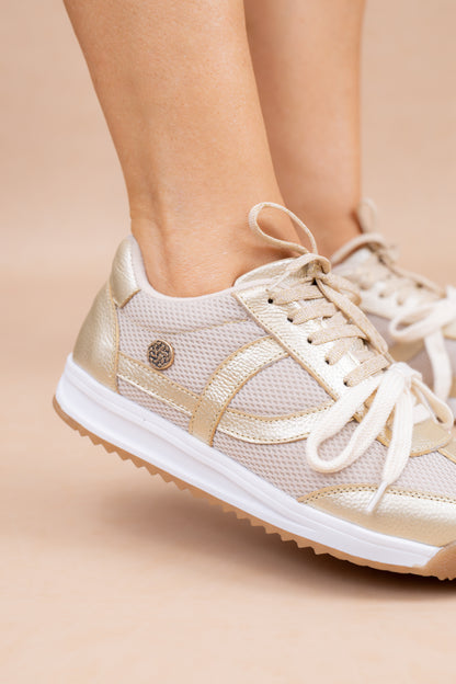 Tenis Arti - Cuero champaña- Carolina Laiton