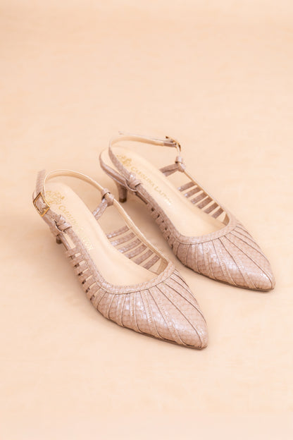 Stiletto Lux - Cuero Charol serpiente Nude -Tacón 3.5 cms - Carolina Laiton