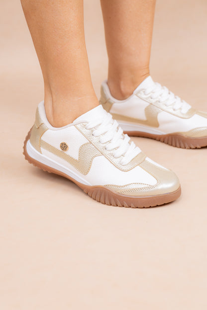 Tenis Soul Cuero Blanco x Champaña- Carolina Laiton