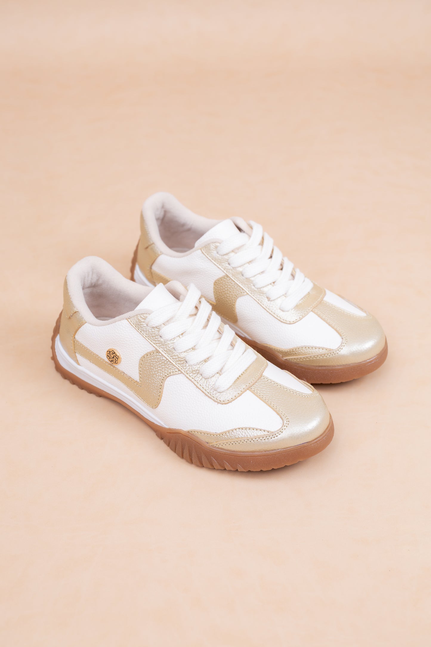 Tenis Soul Cuero Blanco x Champaña- Carolina Laiton