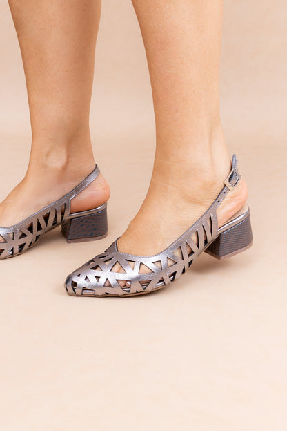 Stiletto Maelis Cuero Cañon fusil - Tacon kitten heel 4.5 cms- Carolina Laiton