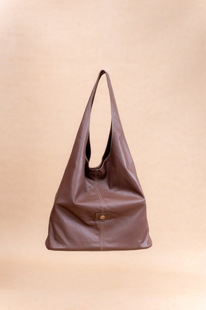Bolso Amara en Cuero cafe - Carolina Laiton