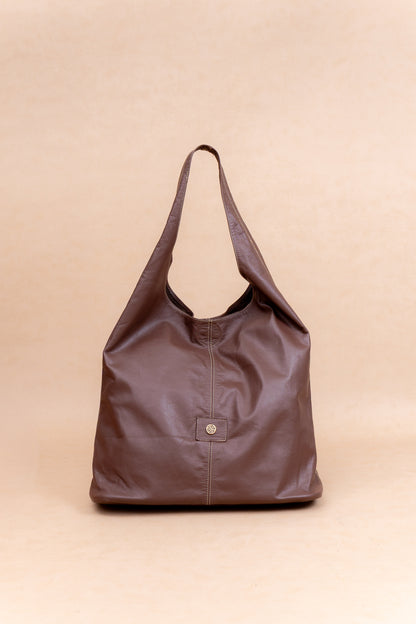 Bolso Amara en Cuero cafe - Carolina Laiton