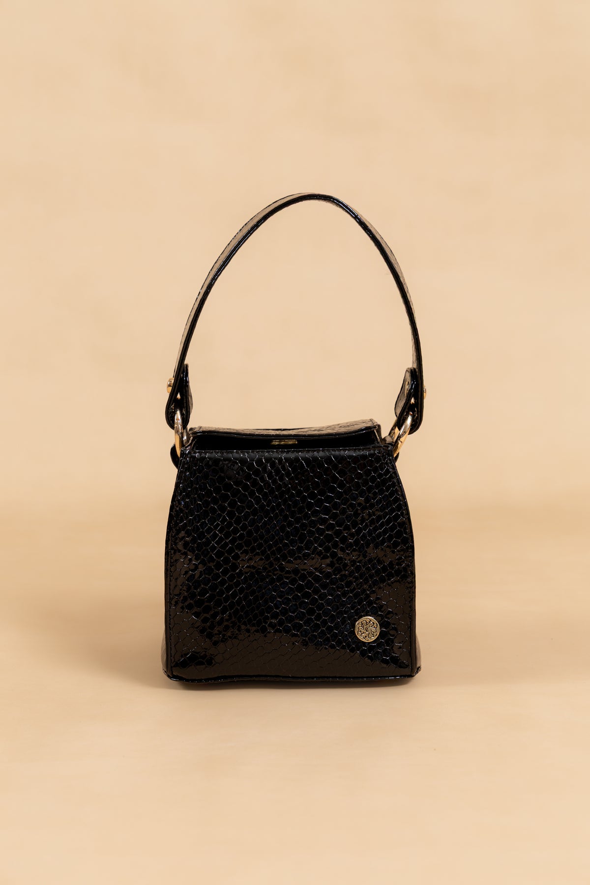 Bolso Sandra - Negro Cuero Italiano - Carolina Laiton