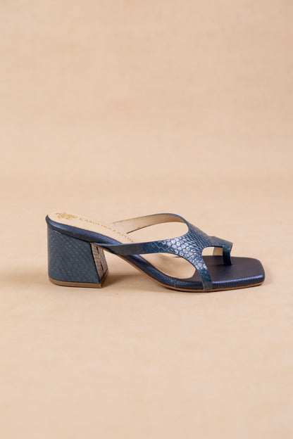 Sandalia Eloisa - Cuero Azul- Tacon 5.5 cm - Carolina Laiton