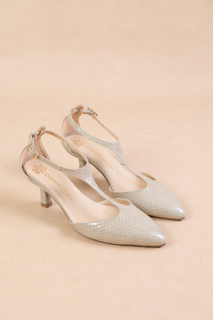 Stiletto Salome Cuero Cloud Dancer- Tacon kitten heel 5.5 cms- Carolina Laiton
