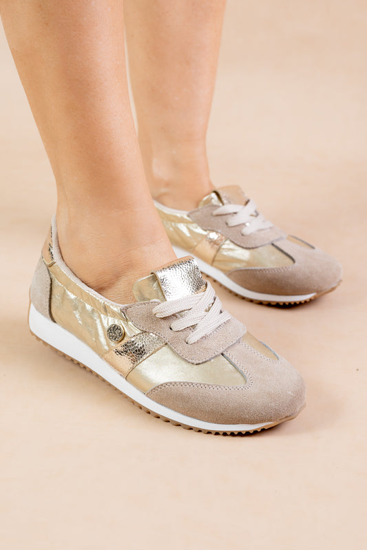 Tenis Chicharron- Cuero Champaña - Carolina Laiton