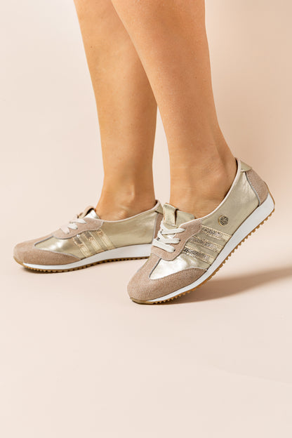 Tenis Slim Carolina - Cuero Dorado - Carolina Laiton