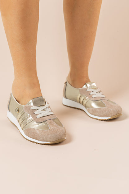 Tenis Slim Carolina - Cuero Dorado - Carolina Laiton