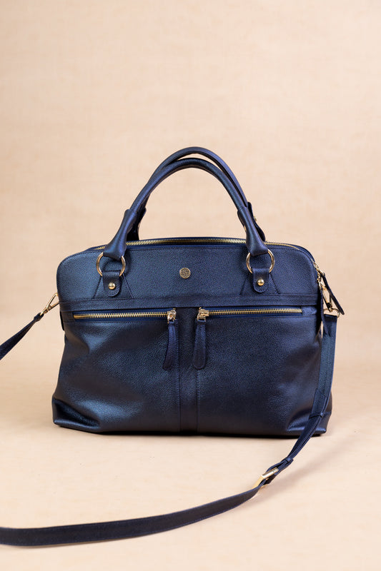 Bolso Catalina en Cuero Azul - Carolina Laiton