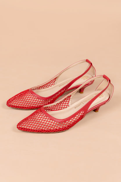 Stiletto Amira - Cuero Rojo -Tacón 3.5 cms - Carolina Laiton