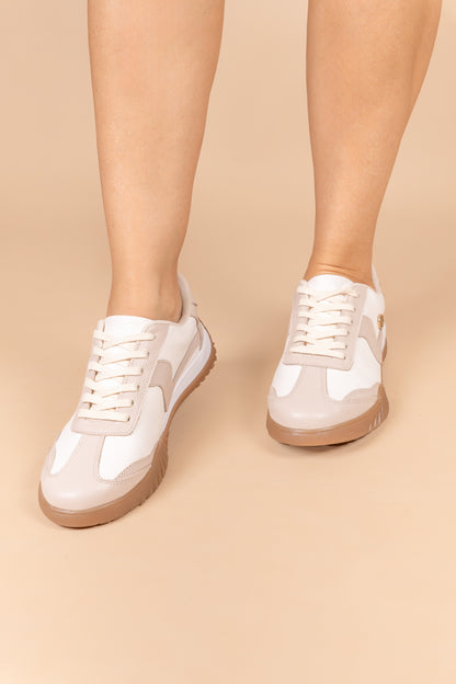 Tenis Soul Cuero Blanco Talco x Nude- Carolina Laiton