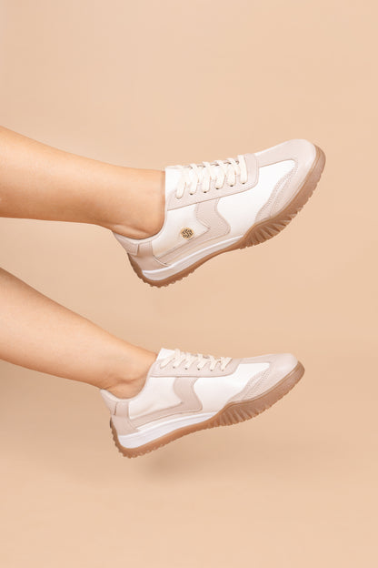 Tenis Soul Cuero Blanco Talco x Nude- Carolina Laiton