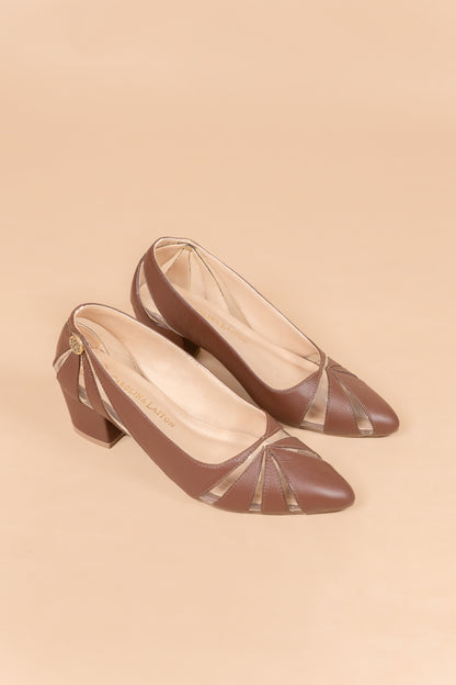 Stiletto Alani Cuero Chocolate - Tacon 3.5 cms- Carolina Laiton