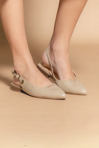 Baleta Rebeca - Cuero Croco Beige - Carolina Laiton
