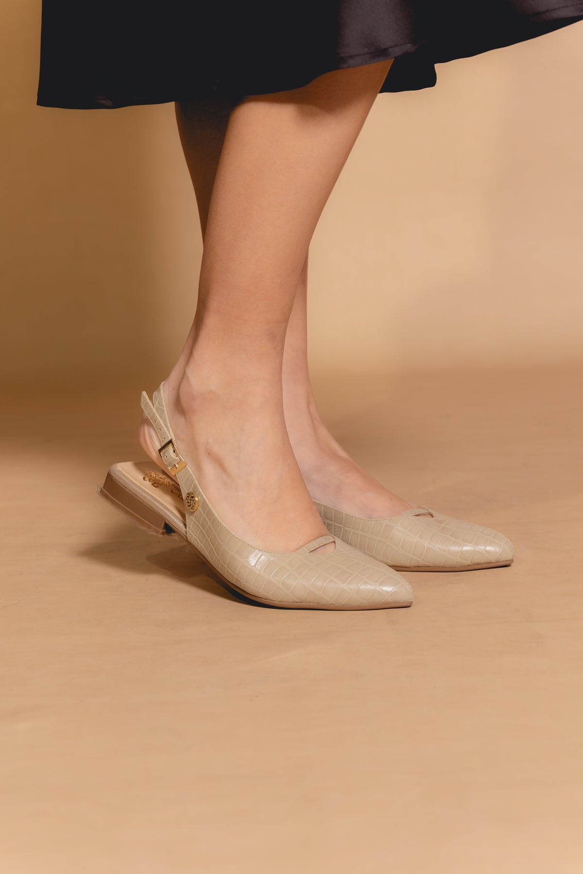 Baleta Rebeca - Cuero Croco Beige - Carolina Laiton