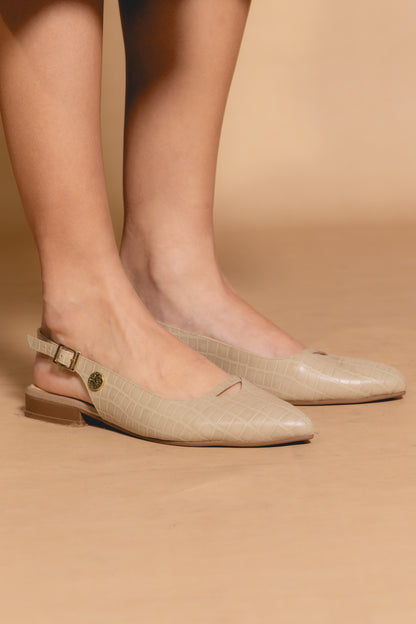 Baleta Rebeca - Cuero Croco Beige - Carolina Laiton