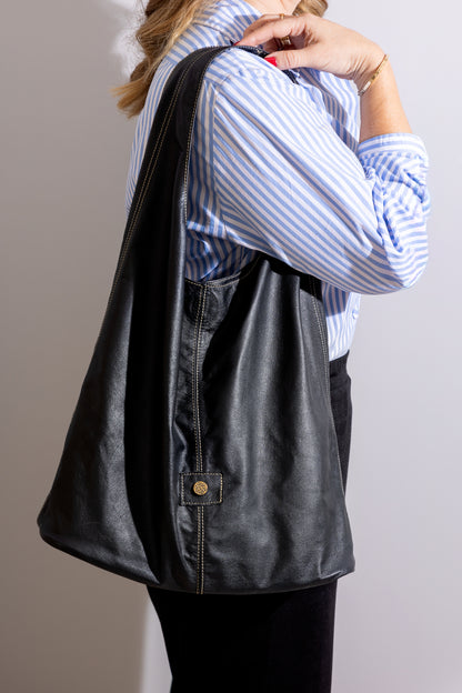 Bolso Amara en Cuero Negro - Carolina Laiton