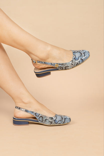 Baleta Dree - Color Animal Print Azul - Carolina Laiton