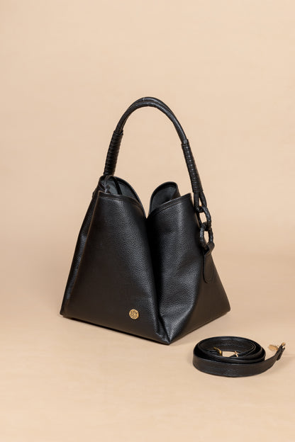 Bolso Mariam -Cuero Negro- Carolina Laiton