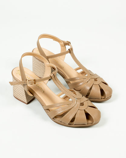 Stiletto Salome - Cuero Taupe - Tacon 5.5 cms- Carolina Laiton
