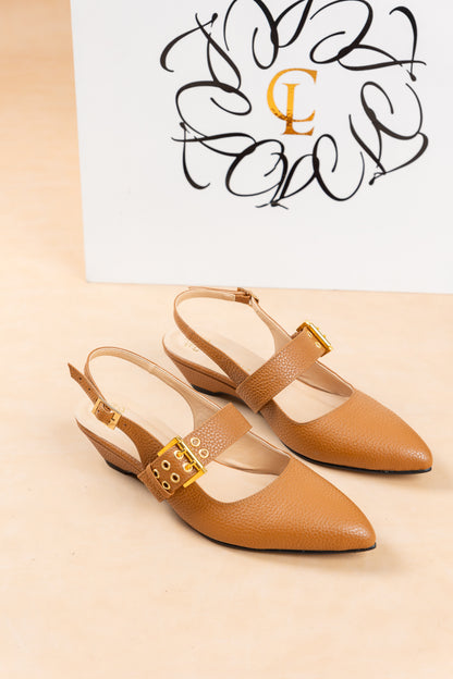 Stiletto Andy - Cuero Miel Leidy - Tacon kitten heel 3.5 cms - Carolina Laiton