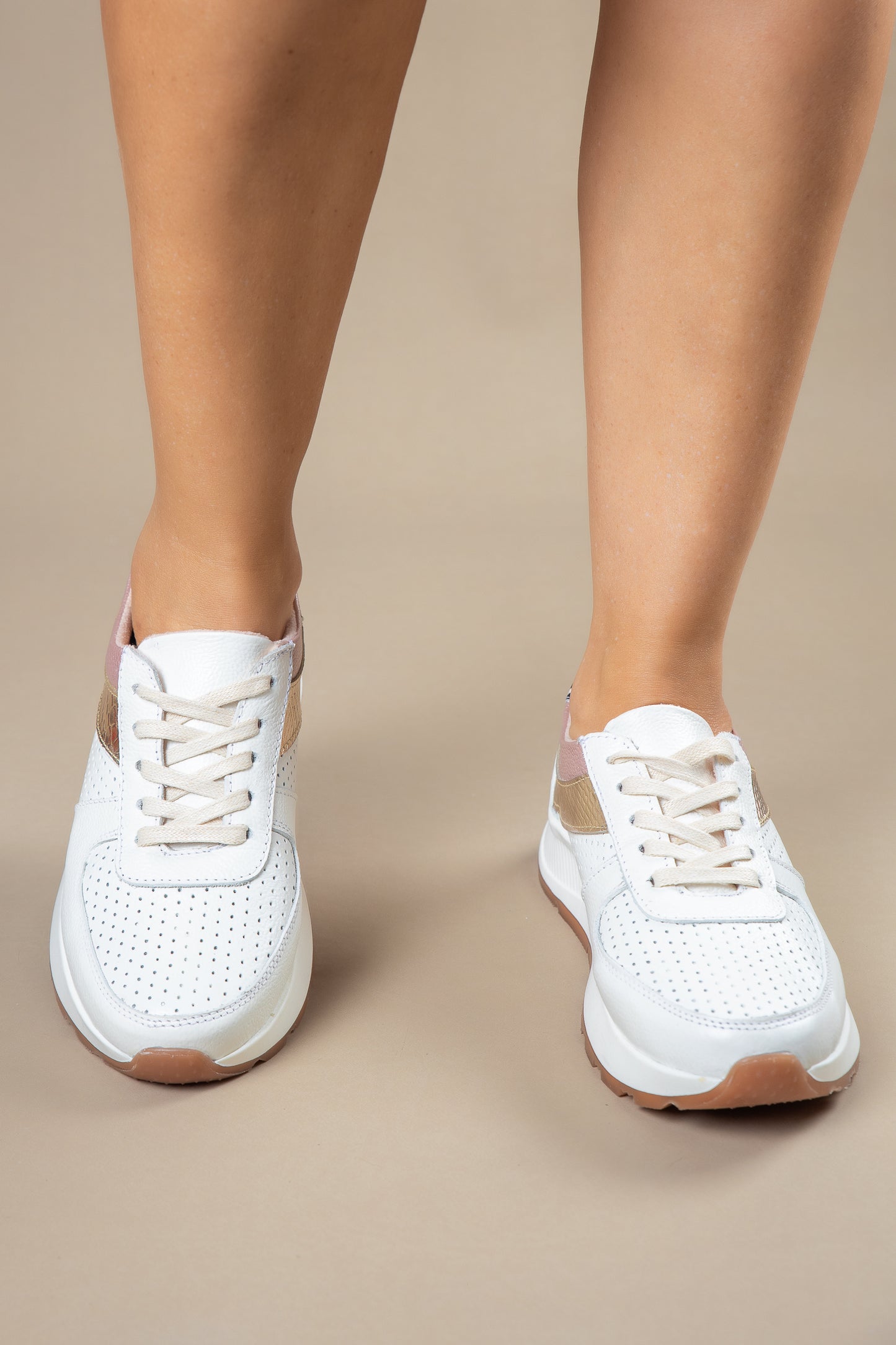 Tenis Animal Print Cuero Blanco Hueso  - Carolina Laiton